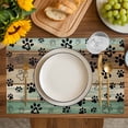 thumbnail image 4 of Teal Brown Placemats Set of 4, Pet Paw Printed Farmhouse Dog Claws Wood Grain Placemats for Dining Table, Place Mats for Kitchen Tabletop, Waterproof Wipeable Dining Table Mats Set, 4 of 9