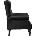 thumbnail image 6 of Tabaray Faux Leather Accent Chair, Modern Living Room Chairs, Button Tufted Wingback Armchair with Wood Legs, Upholstered Bedroom Chair with Rivet Decoration, Leisure Reading Chair, Black, 6 of 7