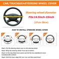 thumbnail image 2 of Elastic Stretch Car Steering Wheel Cover, Leather Auto Steer Wheel Protection for 14.5-15 Inch, Anti-Slip Cute Vehicle Interior Protective Accessories Universal for SUV, Truck, Sedan（Black）, 2 of 5