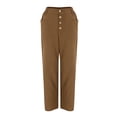 thumbnail image 4 of Charmgo Linen Pants Women, Women's Spring/Summer Breasted Cotton/Linen Loose Slim Leg Casual Pants, Capri Pants for Women Brown XXXL, 4 of 9
