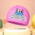 thumbnail image 2 of Glisme Swim Caps For Kids Boys And Girls Hair Protective Stretch Smooth Cartoon Pattern Print Hat For Pool Use Pink, 2 of 5