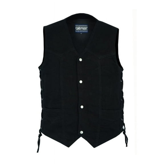 Daniel Smart S to 9XL Biker Vest for Men V-Shaped Neck Design Black Denim Vest with plain Side