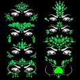 thumbnail image 1 of 8sets Noctilucent Face Gems Rave Blacklight Body Stickers Glow In The Dark Luminous Face Jewels Fluo, 1 of 5