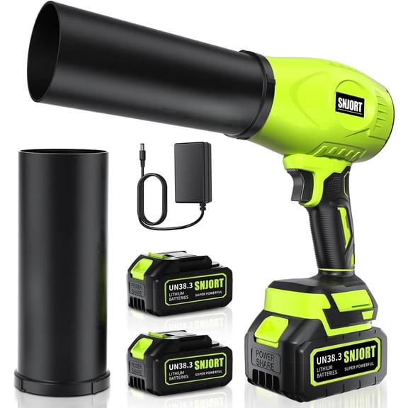 SNJORT Cordless Leaf Blower with Battery and Charger – 980,000 RPM Handheld Blower for Patio Yard Leaves, Lightweight