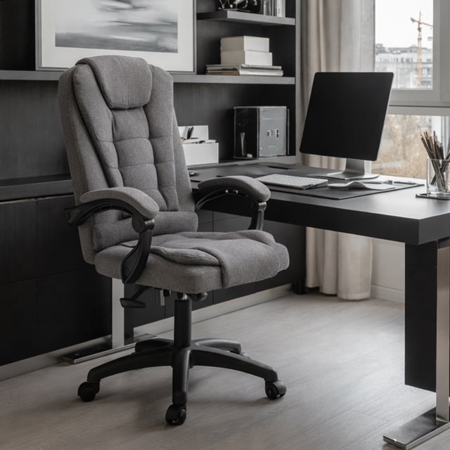 Silla para Oficina escritorio material LINO Transpirable ergonómica 150kg con soporte lumbar reclinable para computadora resistente Ergonomic office chair sala de juntas gerencial FOUNDATION