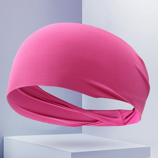 Banda para el sudor en la frente, antideslizante, transpirable, de alta elasticidad para hombres y mujeres (rojo rosa)