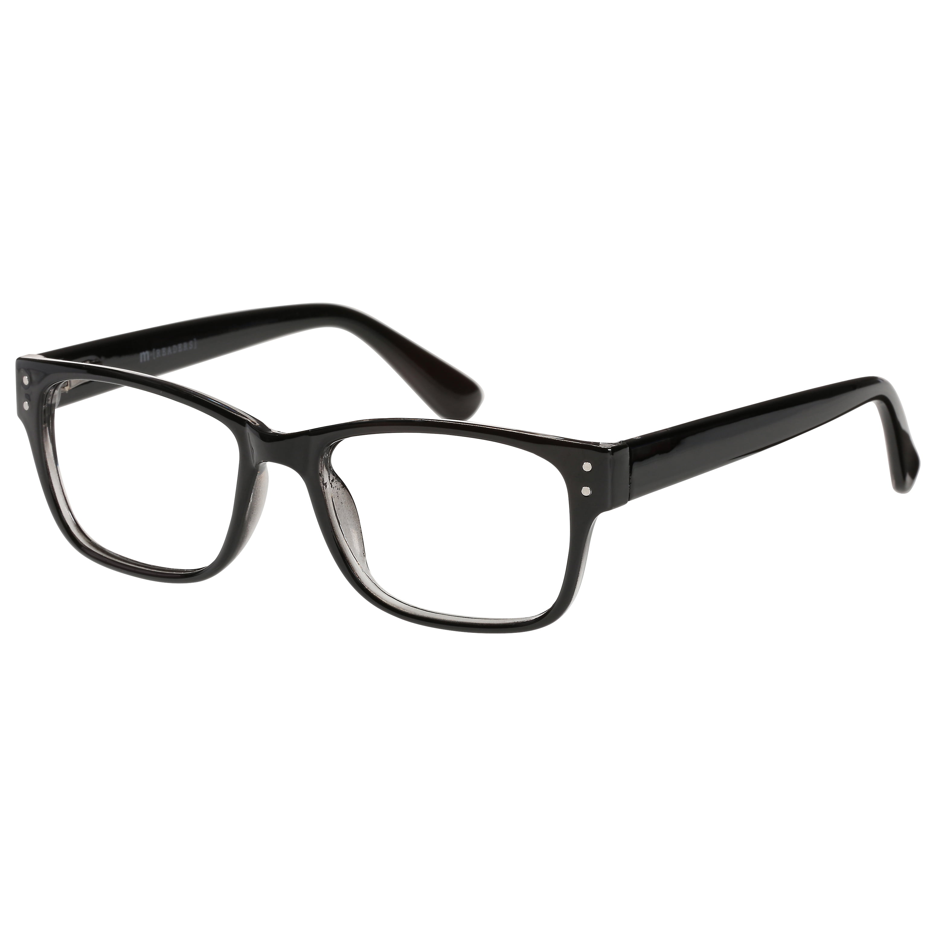 (2 pack) M+ Mens Square Plastic Reading Glasses 2.50 Oliver in Classic Black