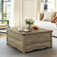 thumbnail image 6 of 35.6" Lift Top Coffee Table with Storage, Farmhouse Coffee Table for Living Room with Large Hidden Storage Compartment, Wood Square with Flexible Hinged Lift Top, Grayish Brown, 6 of 7