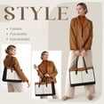 thumbnail image 4 of RAINSMORE Lunch Tote Bag for Women 15.6 inch Laptop Bag with Insulated Lunch Compartment PU Leather Quilted Computer Teacher Tote for Work,Black/Brown/White, 4 of 8