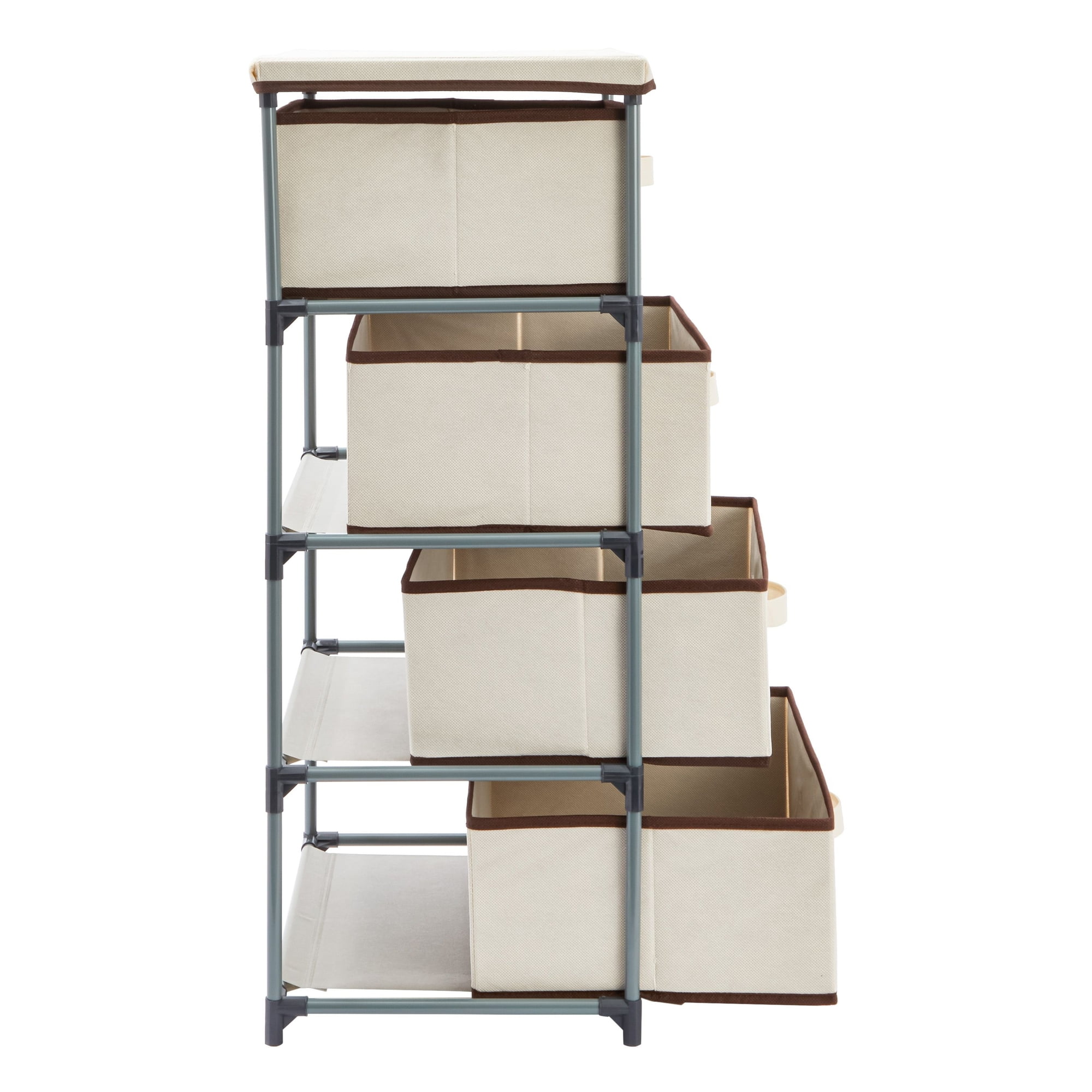 4 Tier Organizer Drawer Storage Tower, Fabric Dresser for Closet, Bedroom,  Clothing, Beige (16.5 x 33 In)