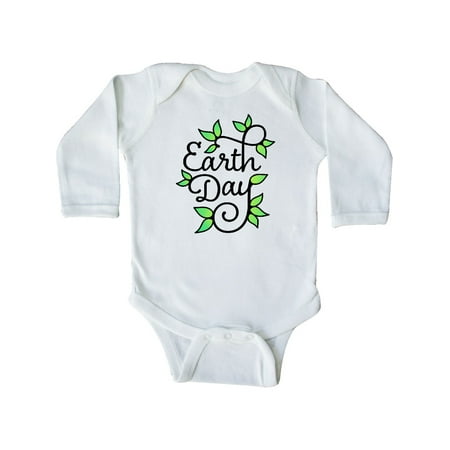 

Inktastic Earth Day- in black with green leaves growing Gift Baby Boy or Baby Girl Long Sleeve Bodysuit