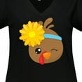 thumbnail image 4 of Inktastic Cute Turkey, Brown Turkey, Turkey with Sunflower Women's Plus Size V-Neck T-Shirt, 4 of 5