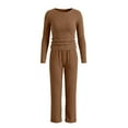 thumbnail image 6 of Tweang Thermal Sets for Women Cold Weather Lounge Set for Women Womens Thermals Top and Bottom Set Thermal Underwear for Women Set Thermals for Women Coffee S-XL, 6 of 8