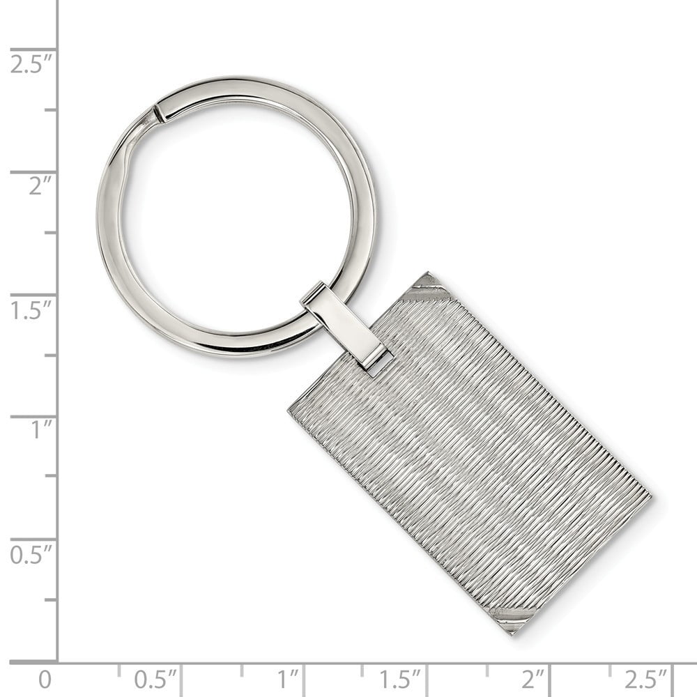 Stainless Steel Polished and Textured Key Ring - Measures 60.1x20.5mm Wide