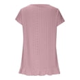 thumbnail image 5 of Staron Women's Casual V-Neck Short Sleeve Blouse Loose Ruffle Hem Lace Tops Vintage Fashion Shirts for Street Shopping Vacation, Pink L, 5 of 6