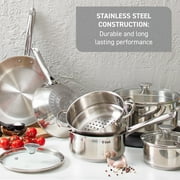 T-fal Cook & Strain, 20 Piece Stainless Steel Cookware Set, Silver