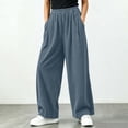 thumbnail image 6 of Tqcoqu Women's Corduroy Wide Leg Pants, Elastic High Waist Loose Casual Long Trousers with Side Pockets, 6 of 7