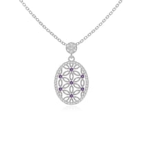 Natural Amethyst Flower Design Pendant Necklaces for Women in Sterling Silver, February Birthstone Jewelry Gifts for Her Birthday, Wedding Anniversary, Mothers Day, Christmas, Graduation, Valentines