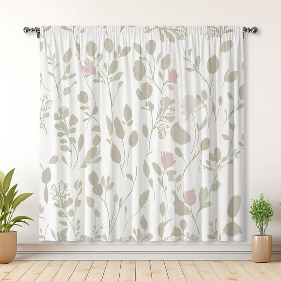 Modern Simple Curtains, Floral Print Blackout Curtains, Suitable For Room Bedroom Decoration(Rod pocket)