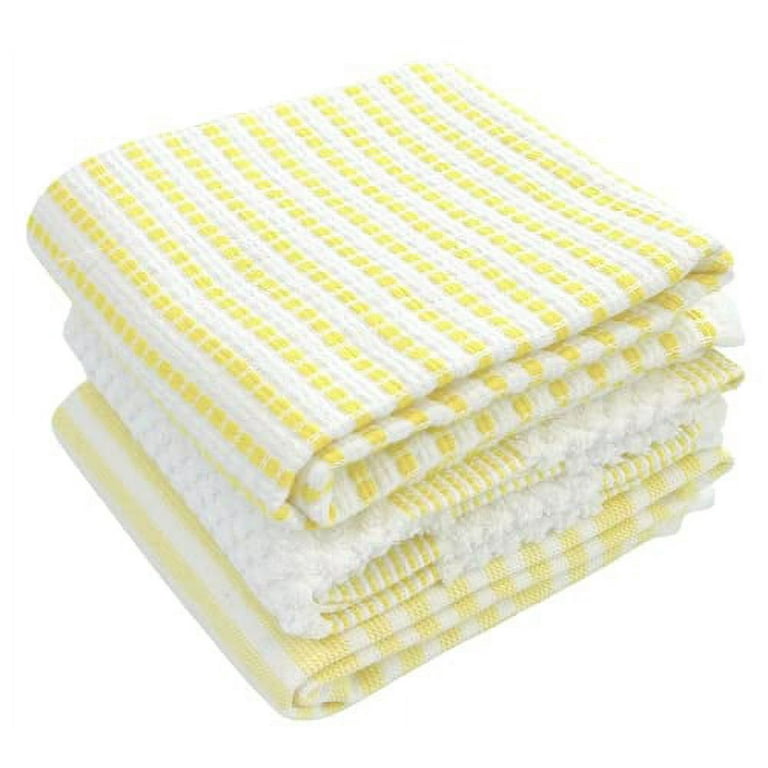 Serafina Home Oversized White Yellow Kitchen Towels: 100% Cotton Soft  Absorbent Assortment Ribbed Terry Loop, Set of 3 Multipurpose for Everyday  Use