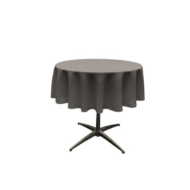 TCpop51R-CharcoalP34 LA Linen Nappe en Popeline de Polyester, Charbon - Ronde 51 Po.
