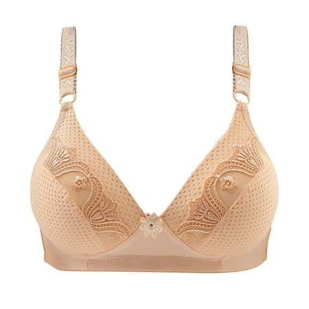 

HAPIMO Everyday Bras for Women Comfort Daily Brassiere Soft Push Up Lingerie Gathered Wire Free Stretch Underwear Lace Seamless Comfortable Camisole Sales Beige S