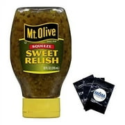Olive Sweet Relish, 10 Oz Hot Dog Condiment Pack (Pack Of 2) Pickle Relish Sauce Bundle Plus 3  Resealable Portable Storage Pouches