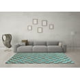 thumbnail image 3 of Ahgly Company Indoor Square Checkered Light Blue Modern Area Rugs, 3' Square, 3 of 4
