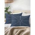 thumbnail image 2 of Outdoor Pillows Waterproof, Navy Blue Striped Throw Pillows with Inserts Included, Farmhouse Stripes Geometric Abstract Indoor Outdoor Decorative Lumbar Pillow for Bed/Couch/Patio 12"x20", 1Pcs, 2 of 8