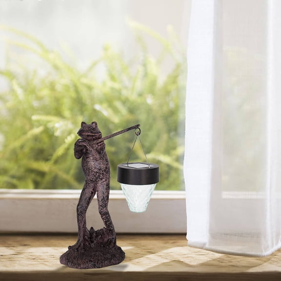 Evelynsun Solar Frog Figurine Lights, Frog Outdoor Decor with Waterproof Frog Garden Solar Lights for Patio Yard Lawn Outdoor 6.6"