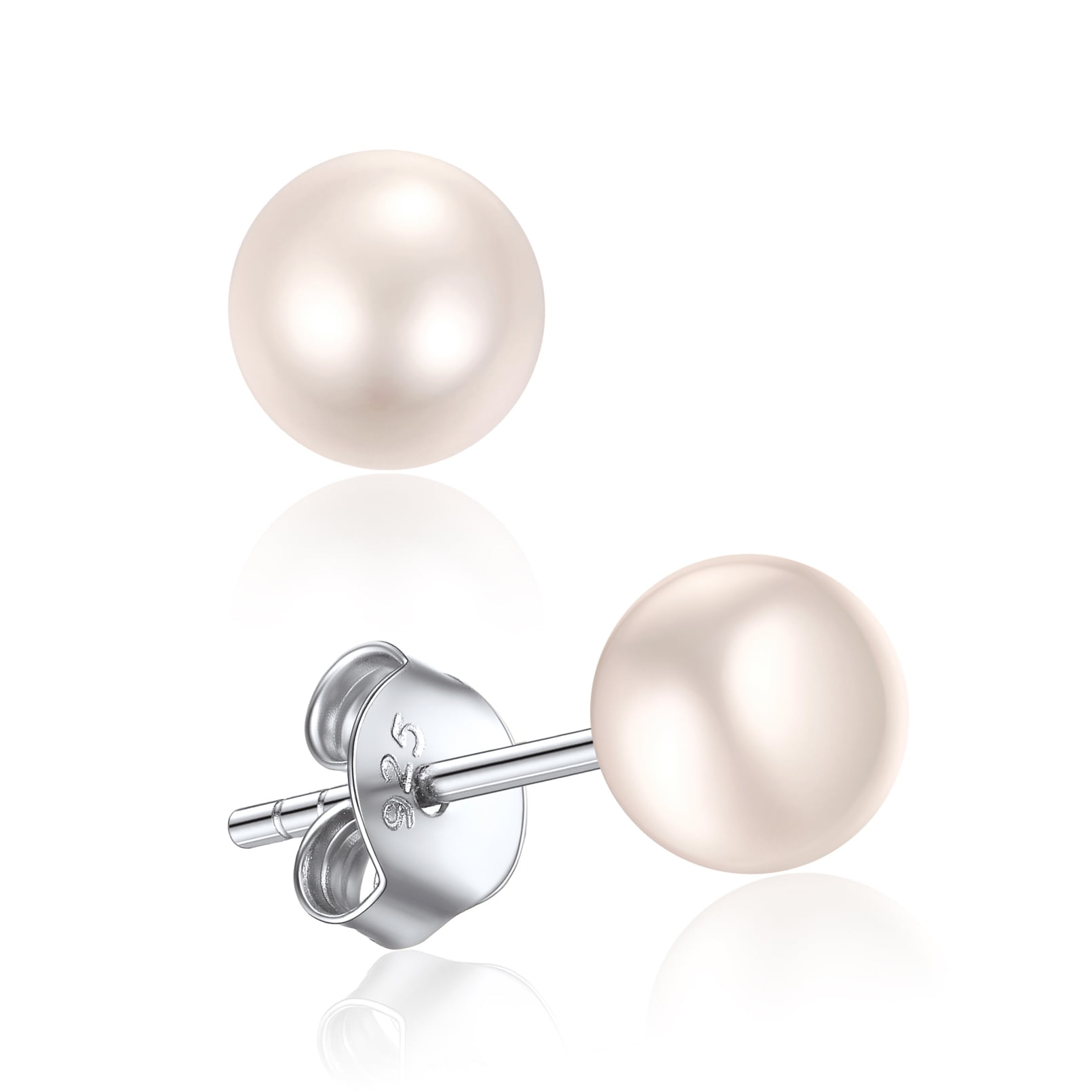 ChicSilver Pearl Earrings for Women 6mm Freshwater Cultured White ...