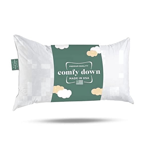 ComfyDown 12x20 Throw Pillow Insert, Down & Feather Fill, 100% Cotton Cover, Made in USA – Premium Soft Lumbar Decorative Pillow Form Sham Stuffer for Bed, Sofa & Couch