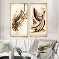 thumbnail image 1 of Designart "Movement in Brown and Black I" Abstract Minimalism Framed Wall Art Set Of 2 - Brown Abstract Frame Gallery Set For Office Decor, 1 of 6