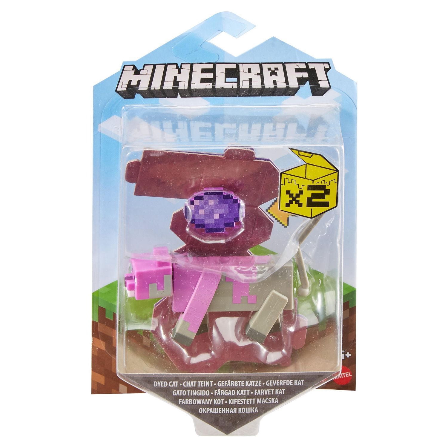 Figurine Création de Biomes Dyed Cat Minecraft, personnages pixelisés authentiques inspirés du jeu vidéo