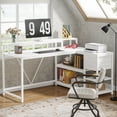 thumbnail image 3 of Fnova Bureau de 55 Pouces avec Tiroir, Table Moderne Réversible en L Blanche Bureau d'Ordinateur d'Angle avec Étagères de Rangement et Support pour Moniteur pour Bureau à Domicile, 3 of 10