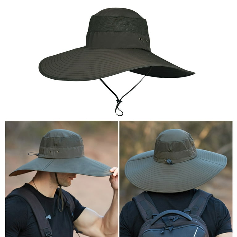 Frogued Outdoor Men Big Brim Sunhat Waterproof Fisherman Hat for
