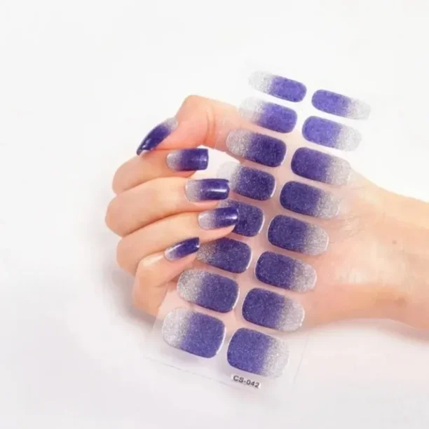 Pegatinas de uñas de Gel semicuradas de Color sólido, tiras de uñas de larga duración, parche deslizante, pegatina de uñas, calcomanía de cubierta completa, parche de manicura
