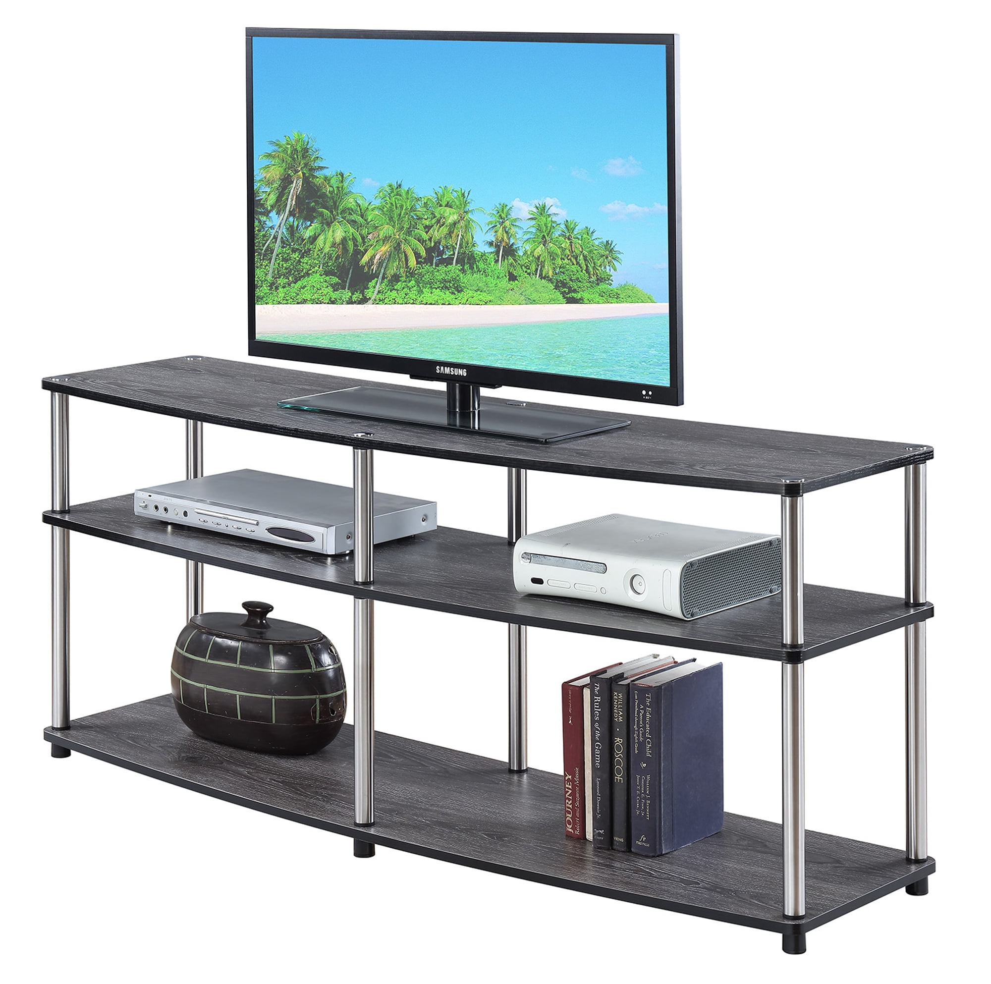 Convenience Concepts Designs2Go No Tools 3 Tier Wide TV Stand for TVs up to 65 Inches, Weathered Gray