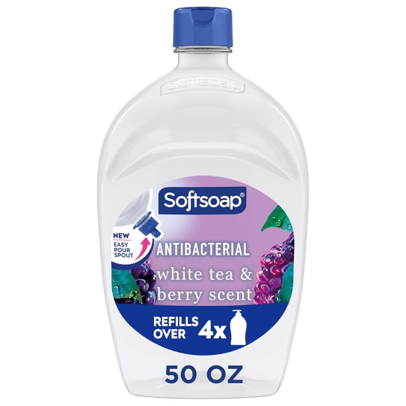 Softsoap Antibacterial Liquid Hand Soap Refill, White Tea & Berry Scented Hand Soap, 50 Ounce