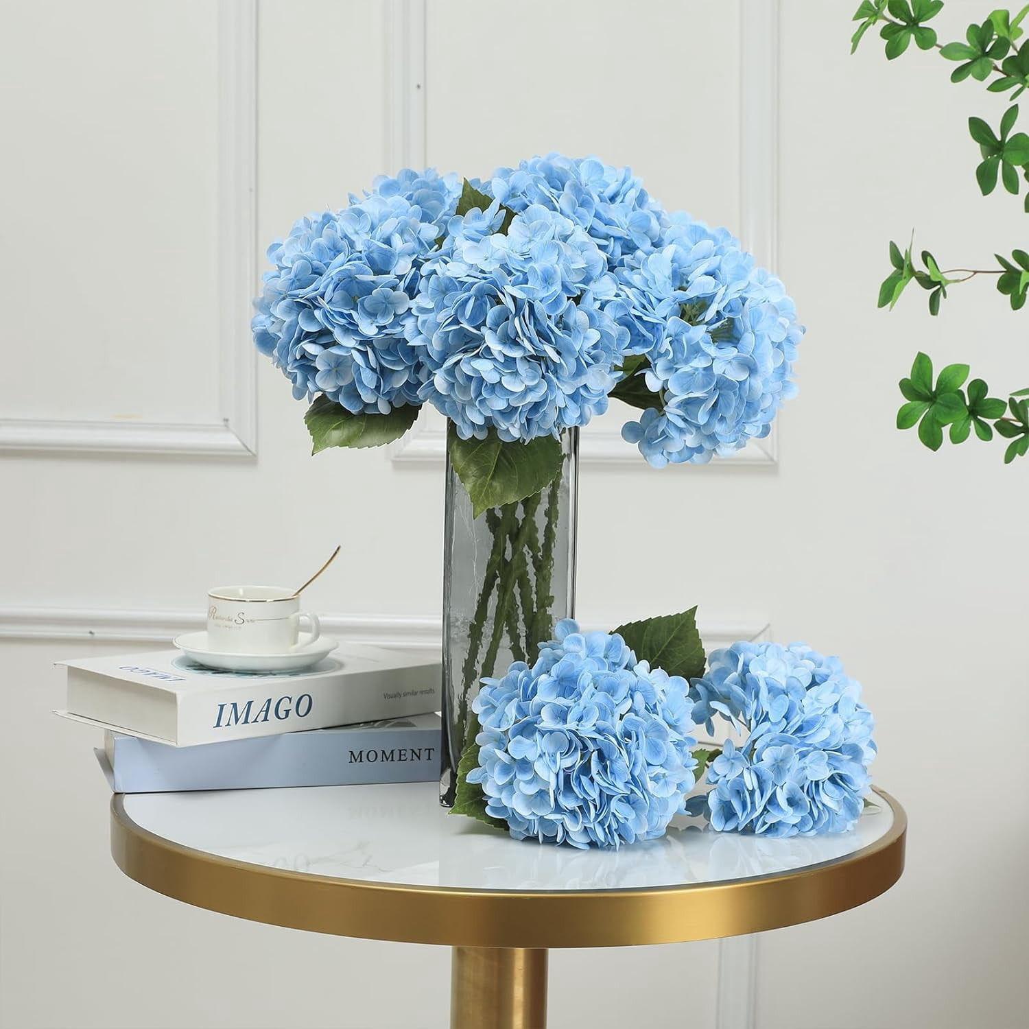 Orange Hydrangea Artificial Flowers Silk Flowers Fake Hydrangeas Real Touch Hydrangea Flowers for Wedding Party Office Home Decor (Orange)