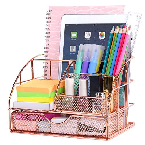 Upgraded Desk Organizer for Women, Cute Mesh Office Supplies