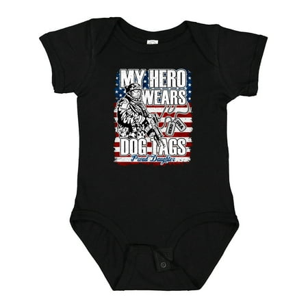 

Inktastic Military Proud Daughter Hero Wears Dog Tags Girls Gift Baby Girl Bodysuit