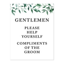Koyal Wholesale Wedding Party Signs, Natural Greenery, Ladies Gentlemen Bathroom Basket Compliments of Bride Groom, 2-Pk