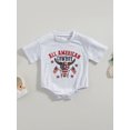 thumbnail image 2 of 4th of July Western Baby Boy Girl Outfit All American Cowboy Bubble Romper Oversized Short Sleeve Bodysuit Summer Outfit, 2 of 9