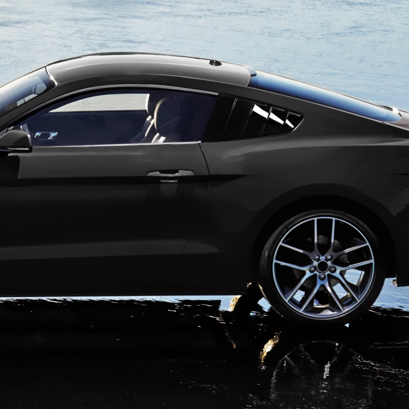 15-18 Ford Mustang GT V6 Glossy Black Quarter 1//4 Side Window Louver Scoop Cover