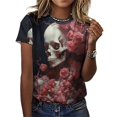 thumbnail image 3 of Skull Women T-Shirt Classic O Neck T-Shirts Short-Sleeve Trendy Animal Print Design Tshirt Casual Clothing, 3 of 5