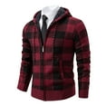 thumbnail image 2 of miqiqism Men's Flannel Hoodie Shirts Casual Full Zipped Plaid Shirt Jackets for Men Comfy Long Sleeve Hooded with Pocket Trendy Drawstring Sweatshirt,Red,XX-Large, 2 of 4