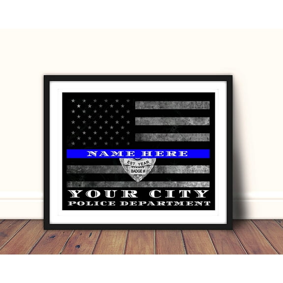Charlotte-Mecklenburg Police Officer Thin blue Line Flag Gift Art
