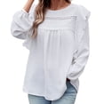 thumbnail image 1 of Ropa de mujer Babydoll Top Blusa de cuello redondo Camisas, Top casual de manga larga con temperamento, S-XL, 1 of 6