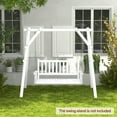 thumbnail image 4 of Gymax Wooden Porch Swing 2-Person Hanging Swing Chair w/ Adjustable Galvanized Metal Chains White, 4 of 9